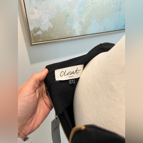 NEW Closet London Skater Dress in Black US size 6 missing belt - Picture 7 of 15